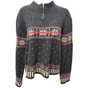 Vintage 90s Route 66 Mens Sweater XL Chunky Fair Isle Knit Green Grandpacore USA